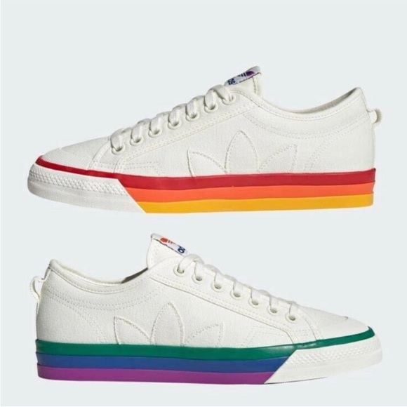 ADIDAS NIZZA PRIDE RAINBOW SOLE CANVAS TENNIS SHOES SNICKERS NEW LOVE UNITES